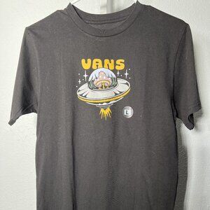 NWOT VANS Kids Black Mushroom in a Space Ship 100% Cotton Tee T-Shirt SZ Lrg